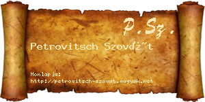 Petrovitsch Szovát névjegykártya
